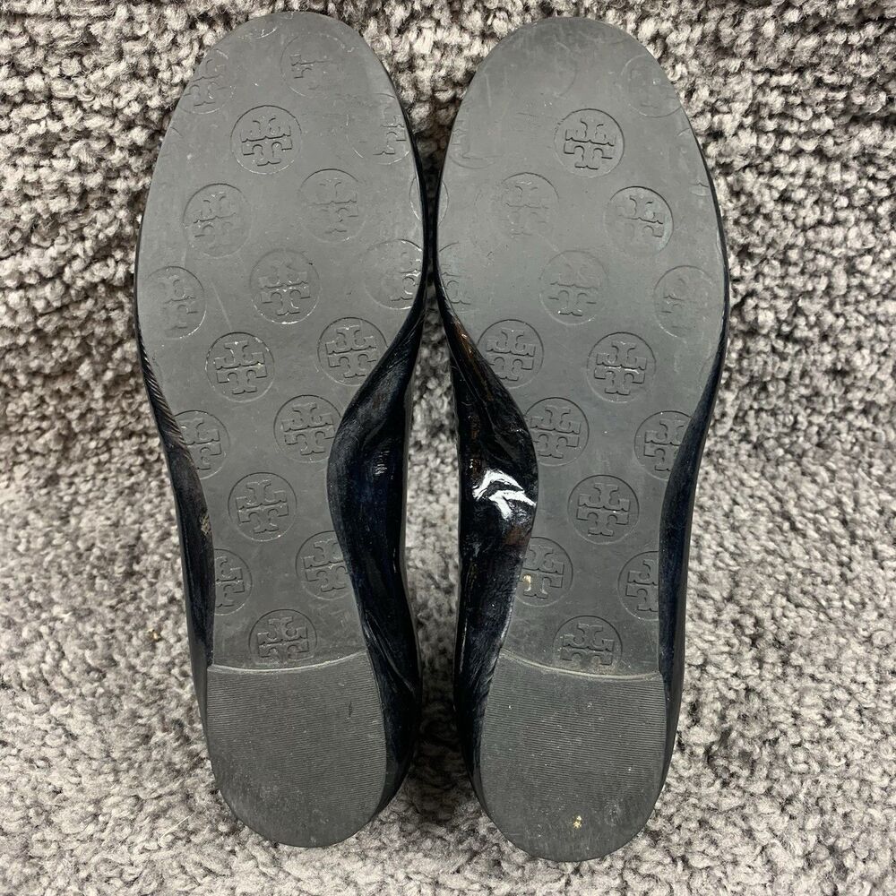 TORY BURCH Reva Ballerina Ballet Flats Black Patent Leather Size 8 M - Picture 7 of 8